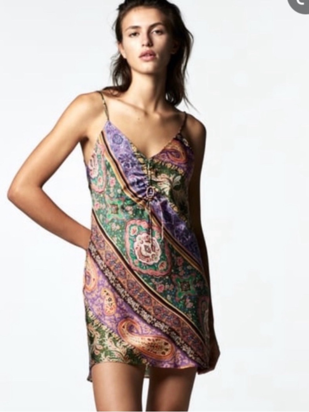 Zara Paisley Slip Dress - Green & Purple - worn once